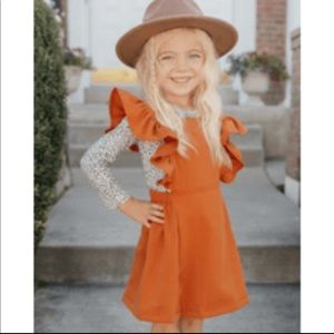 NEW Ruffle back Suspender dress - Caramel